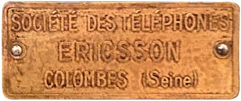 Ligne Maginot - Société des Téléphones Ericsson - Plaque constructeur sur un central extensible TM32