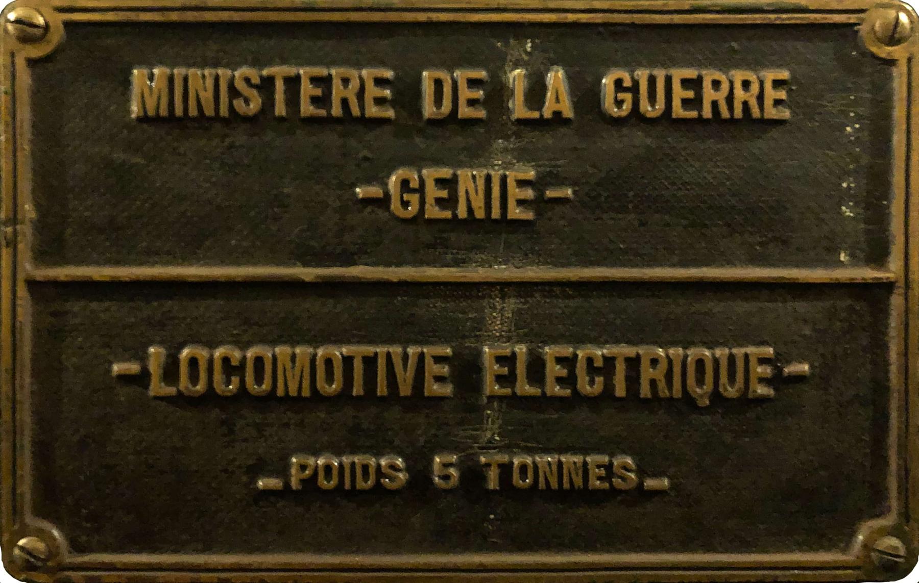 Ligne Maginot - Locotracteur électrique SCHNEIDER-WESTINGHOUSE - Plaque génie
