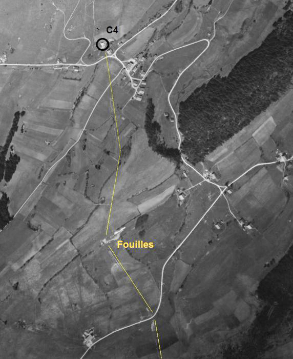 Ligne Maginot - C4 - LE BÉLIEU - (Casemate d'infanterie - Double) - On remarque les traces de l'obstacle antichar en cours de construction, et les fouilles en cours d'une casemate au sud-est de BÉLIEU.