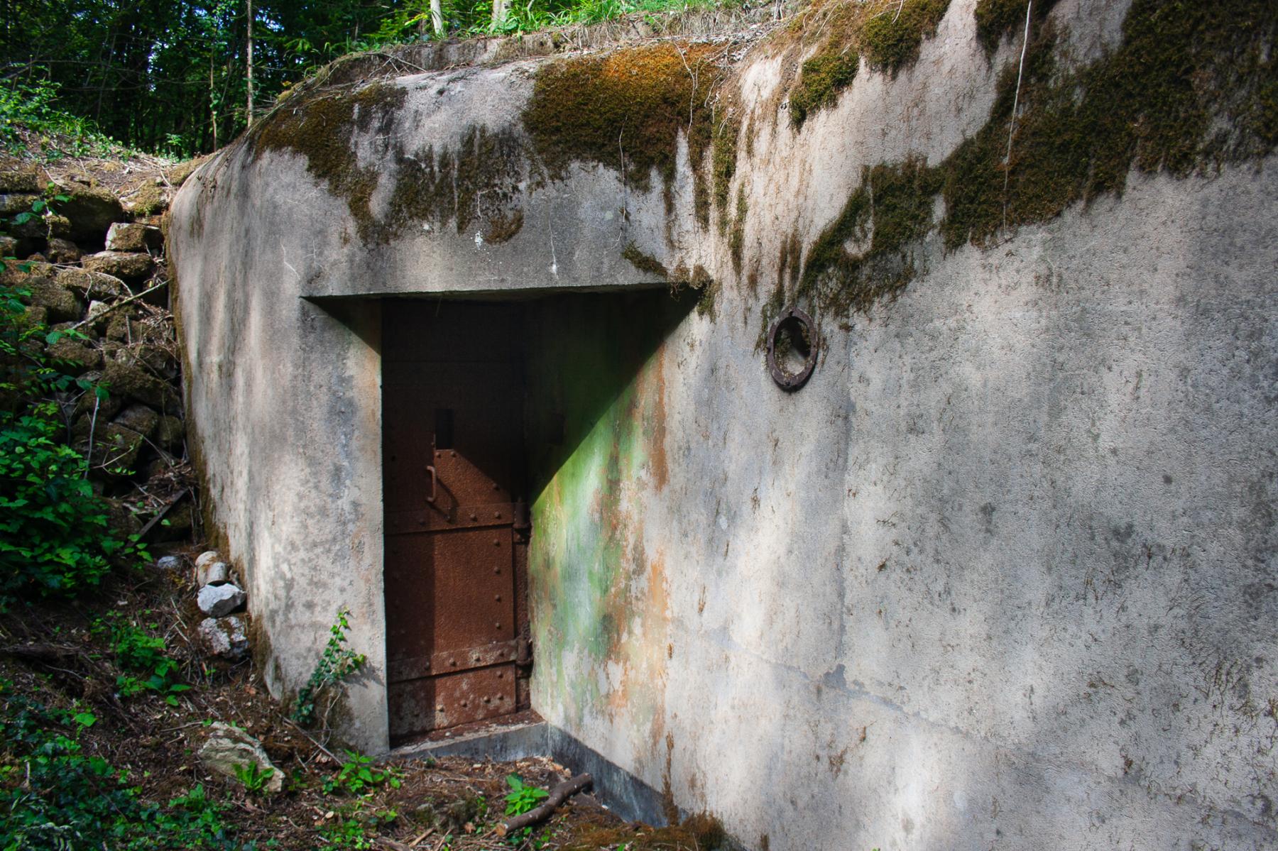 Ligne Maginot - BICHEL - (Central téléphonique d'observation) - L'une des deux entrées./
Noter les restes de camouflage. 