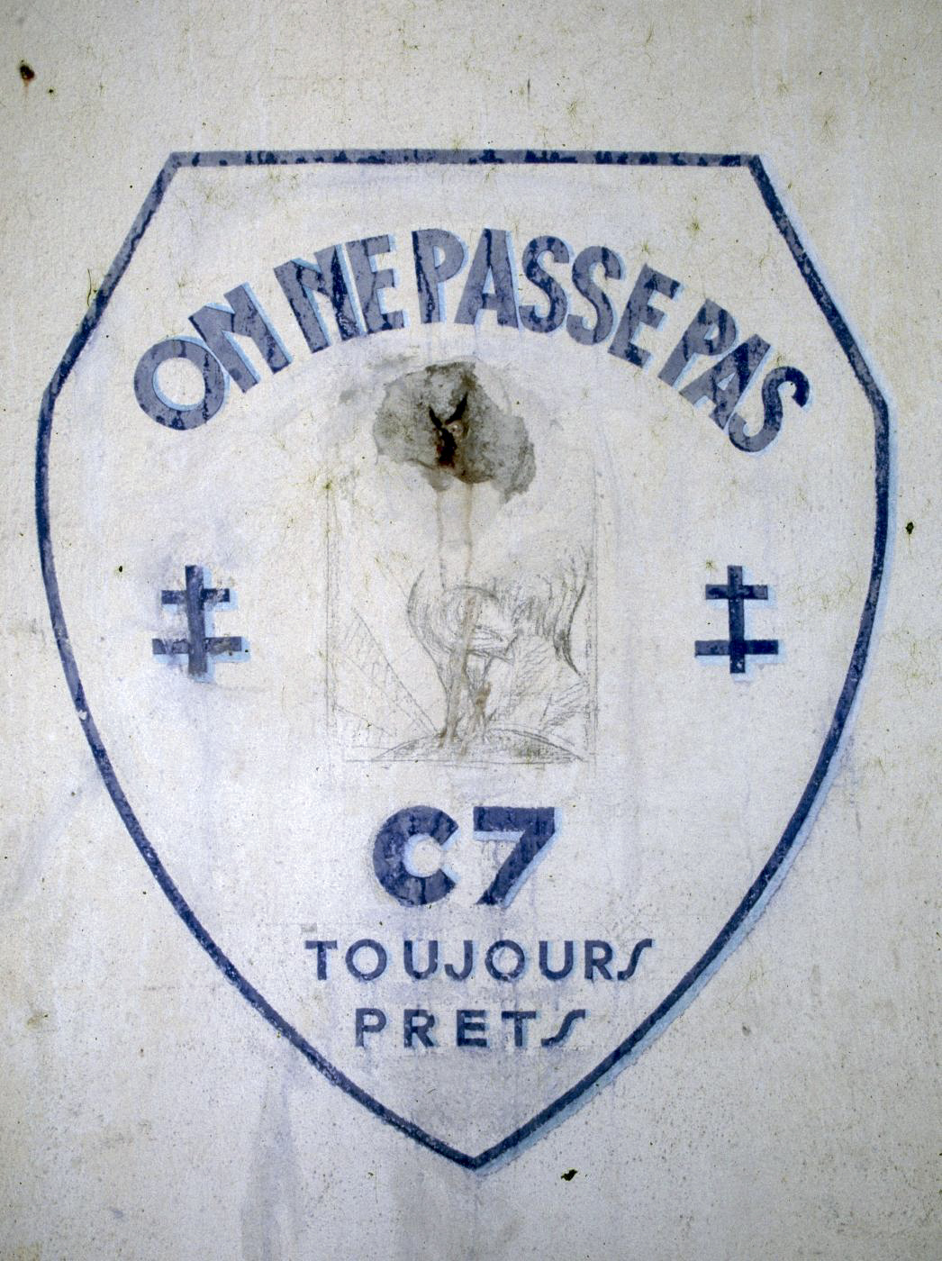 Ligne Maginot - ERMITAGE SAINT QUENTIN - C7 - (Casemate d'infanterie - Simple) - Peinture murale dans la casemate