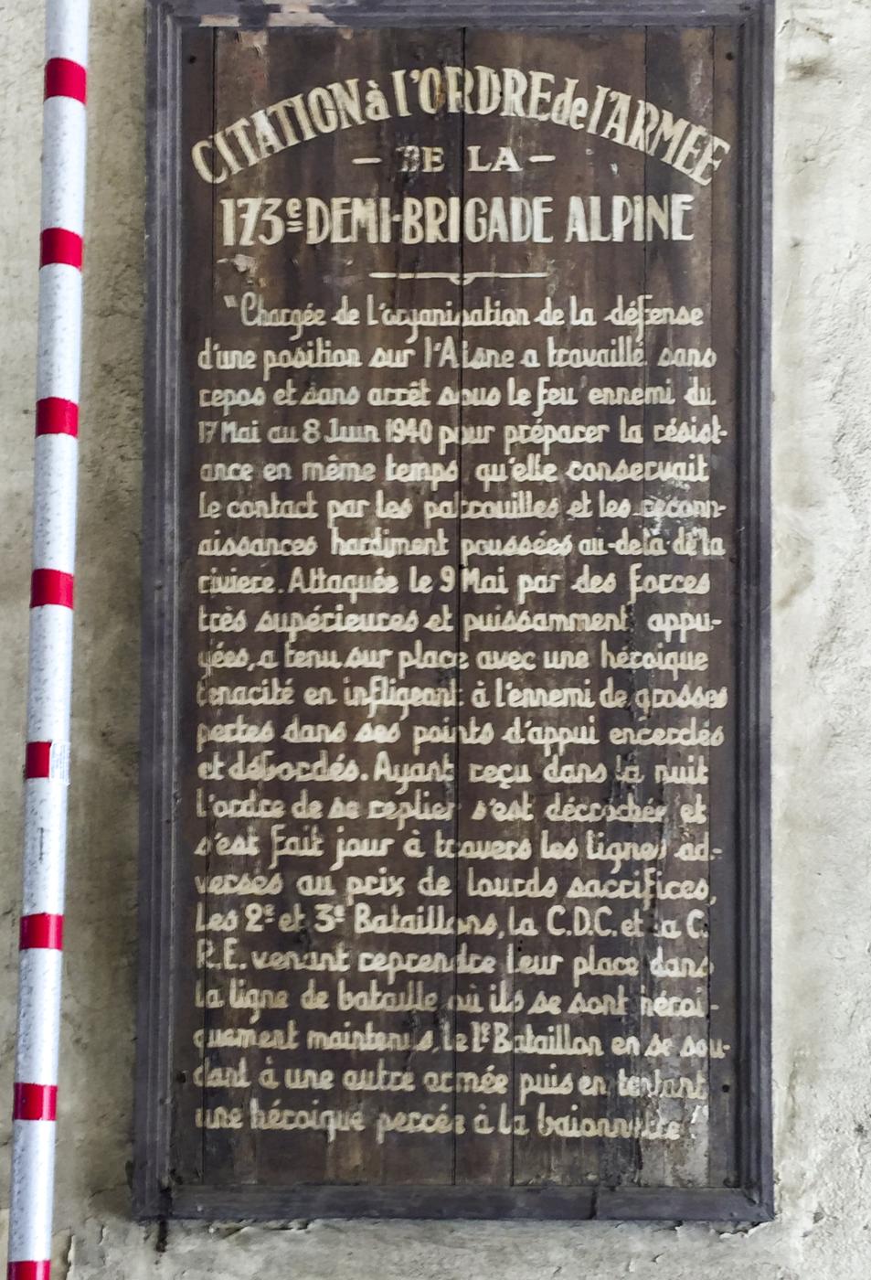 Ligne Maginot - CITADELLE D'AJACCIO (BATTERIE DE CôTE) - (Position d'artillerie préparée) - Plaque commémorative