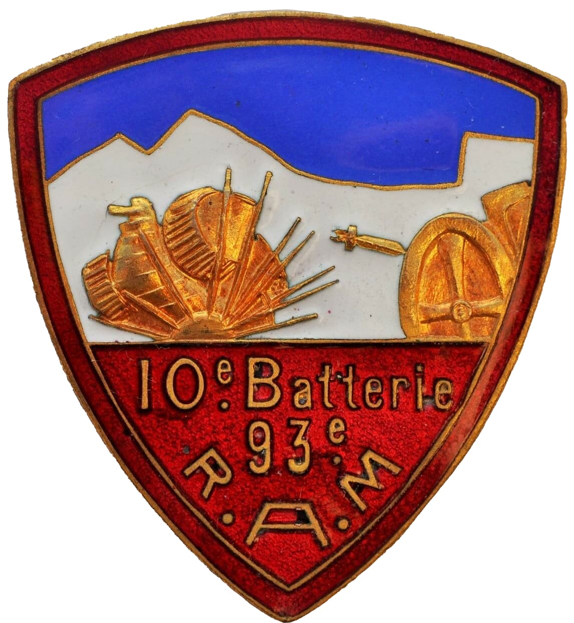 Ligne Maginot - 93° Régiment d'artillerie de montagne  (93° RAM) - Insigne de la 10° batterie du régiment