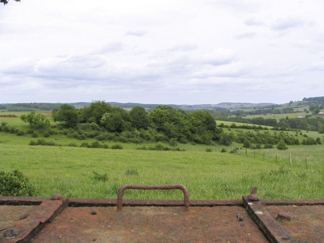 Ligne Maginot - LAITERIE - (Observatoire d'artillerie) - Vue vers le nord-est.
La casemate d'artillerie My8 est dans le bois.