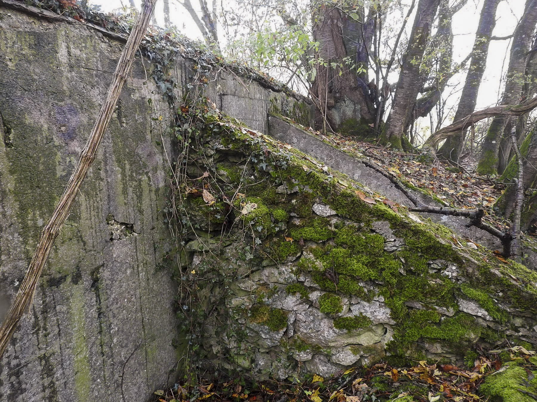 Ligne Maginot - ROUY 1 - (Blockhaus pour arme infanterie) - Les murs de protection de l'entrée.