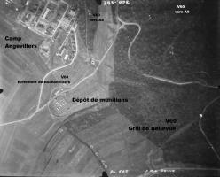 Ligne Maginot - ANGEVILLERS - (Dépôt de Munitions) - Vue aérienne du 11 mars 1940.
Sont bien visibles : le camp d