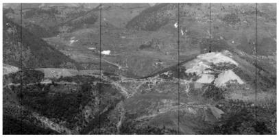 Ligne Maginot - CHAMP DE TIR D'AGAISEN (CT) - E04 - (Abri actif) - Extrait du panoramique de l'observatoire du Petit Ventabren.
A gauche les deux entrées B1 et B2 et le bloc B3. A droite l' Agaisen