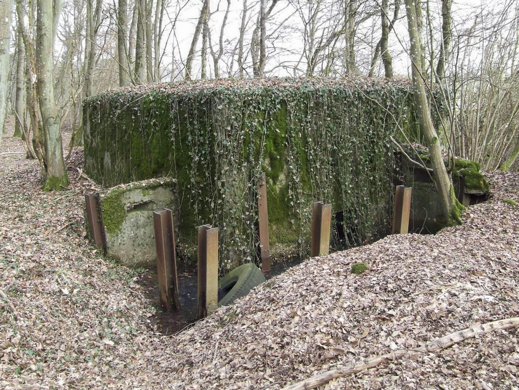 Ligne Maginot - CB296 - KUHDRECK 2 - (Blockhaus pour arme infanterie) - L'arrière du blockhaus.
Comme le blockhaus voisin il semble y avoir une structure de protection de l'entrée inachevée.