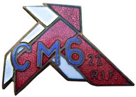 Ligne Maginot - 22° Régiment d'Infanterie de Forteresse (22° RIF) - Insigne de la 6° Compagnie de Mitrailleurs du régiment