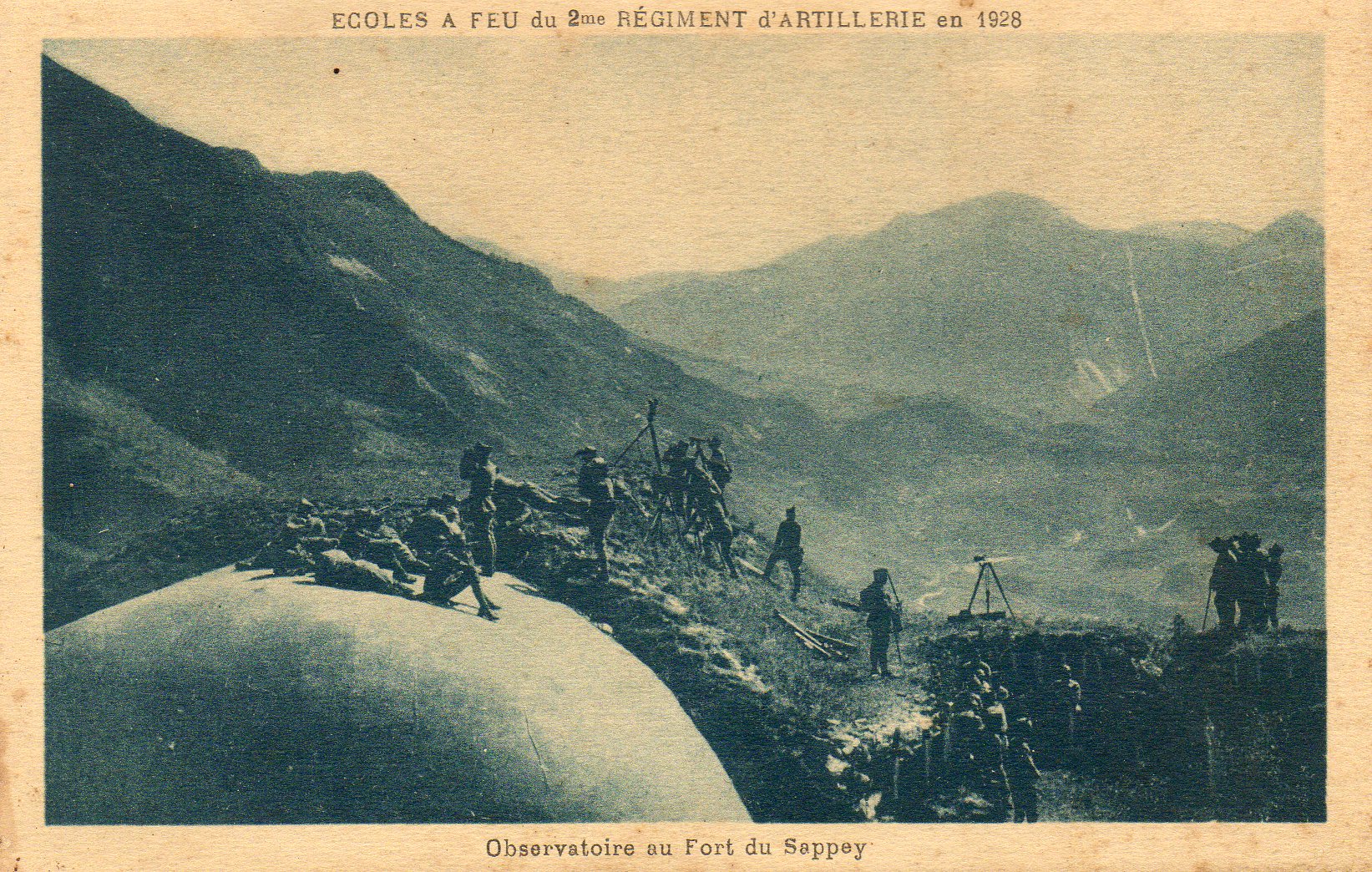 Ligne Maginot - SAPEY - (Ouvrage d'artillerie) - Ecole à feu du 2 RA en 1928 sur les dessus du fort du Sazpey