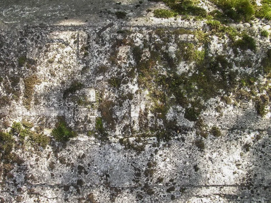 Ligne Maginot - HOPITAL - (Blockhaus pour arme infanterie) - Sur le coté Sud, se trouve une inscription en relief. Malheureusement elle est en mauvais état. Elle était composée de deux lignes, mais il n'y a plus que les lettres CM sur le ligne du bas qui sont lisible. 