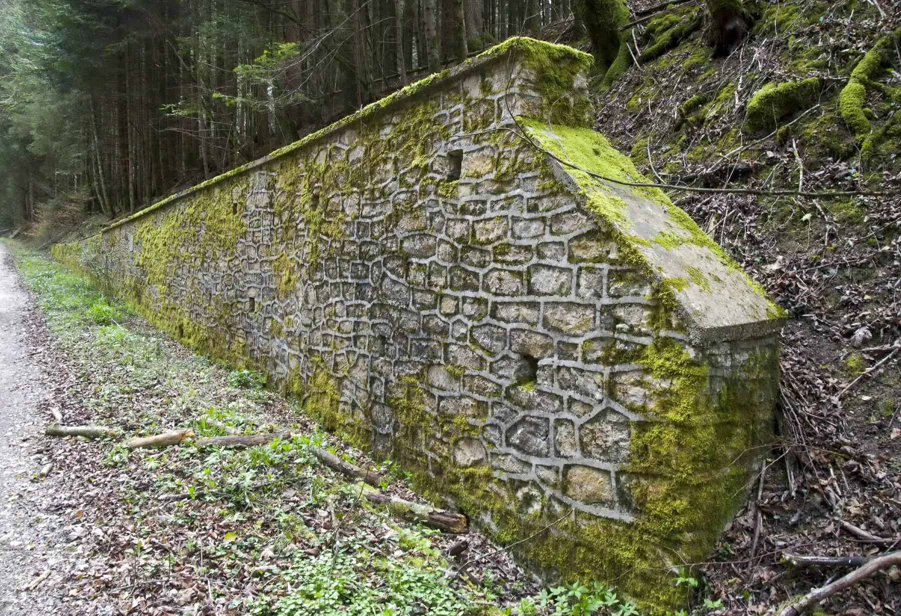 Ligne Maginot - GLASERBERG (ROUTE STRATéGIQUE) - (Infrastructure routiére) - Mur de soutènement (D) cartouche du 60 RI