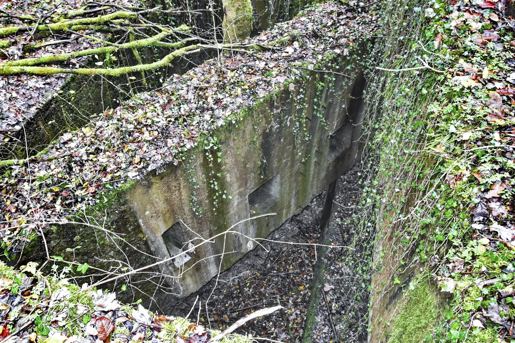 Ligne Maginot - FORT DE ROPPE - (Position d'artillerie préparée) - Mur du coffre du saillant 4, expulsé par l'explosion de 1932