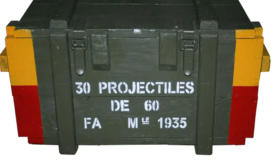 Ligne Maginot - Munition pour mortier de 60 mm FA mle 1935 (60 FA 35) - Caisse bois pour 30 projectiles de 60 mm FA Mle 1935