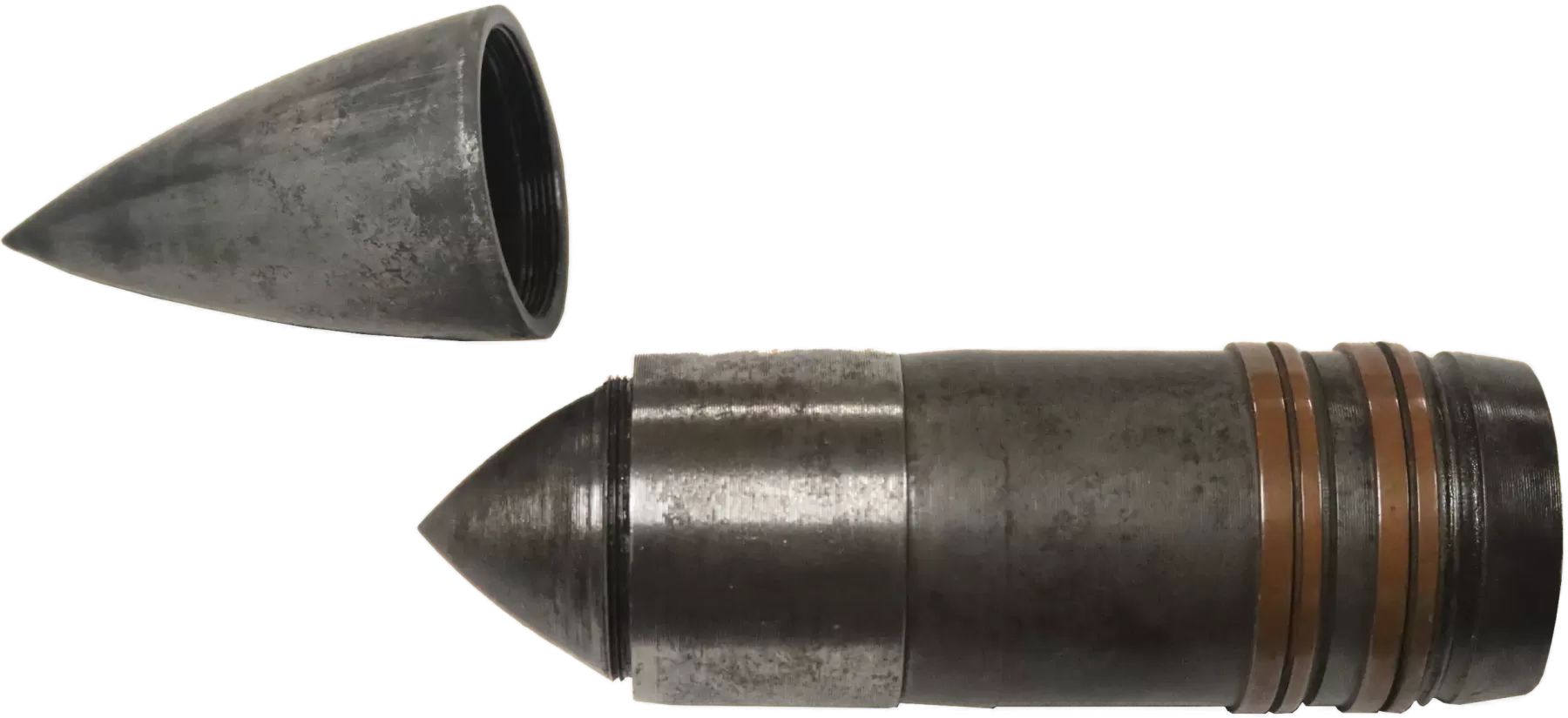 Ligne Maginot - Munitions de 47 mm utilisées dans la fortification - Boulet de rupture Mle 1936 coiffe  déposée
