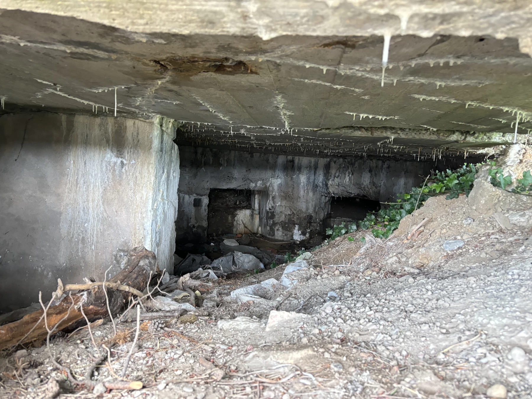 Ligne Maginot - LERCHENBERG NORD - (Blockhaus pour canon) - Vue de l'intérieur partiellement remblayé