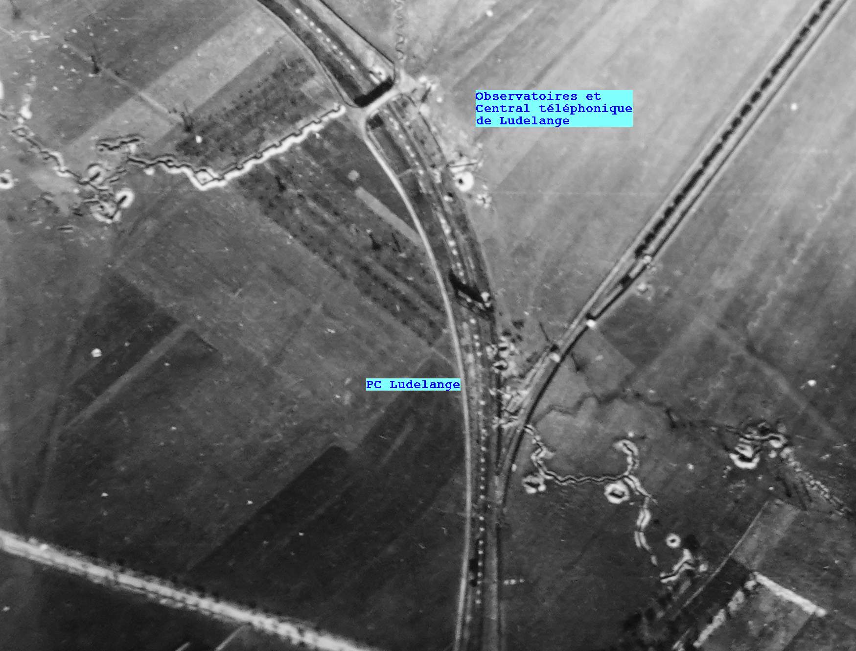 Ligne Maginot - LUDELANGE - (PC) - Vue aérienne du croisement des voies ferrées de Ludelange en mars 1940