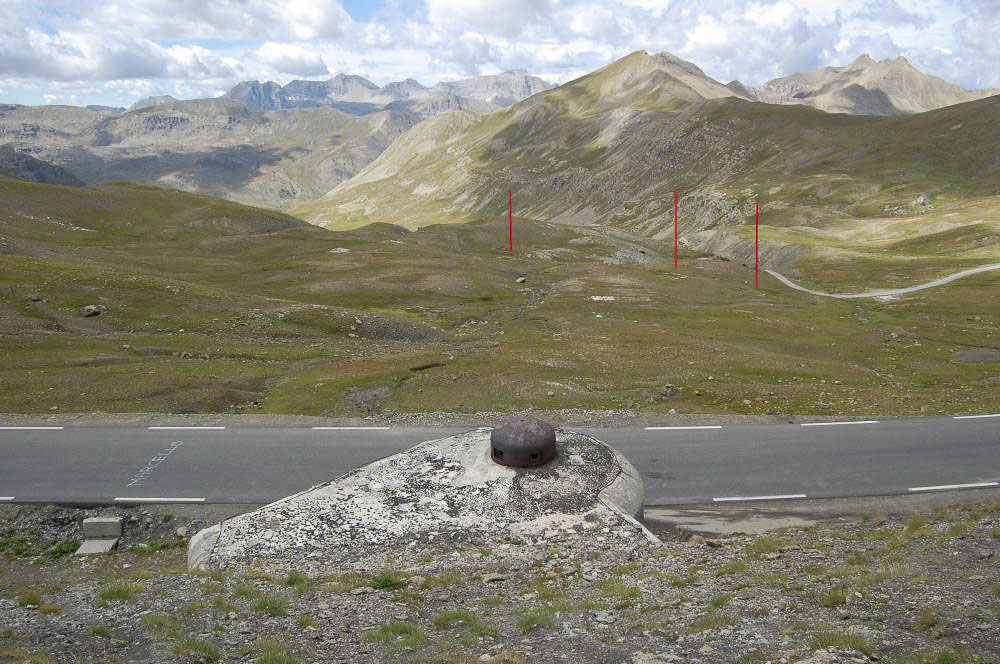 Ligne Maginot - K36 (162° RAP) - (Position d'artillerie préparée) - Les lignes rouges correspondent aux emplacements de tir