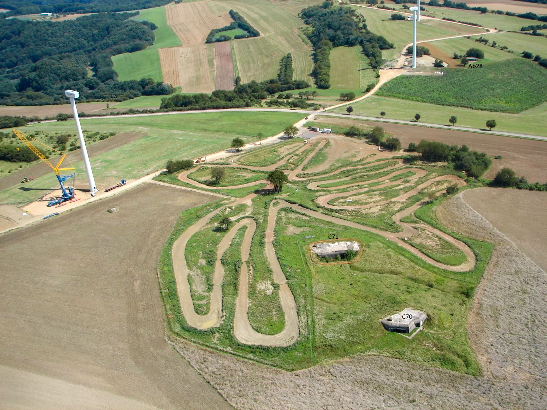 Ligne Maginot - BAMBIDERSTROFF NORD et SUD - Vue aérienne des casemates 'bambi'