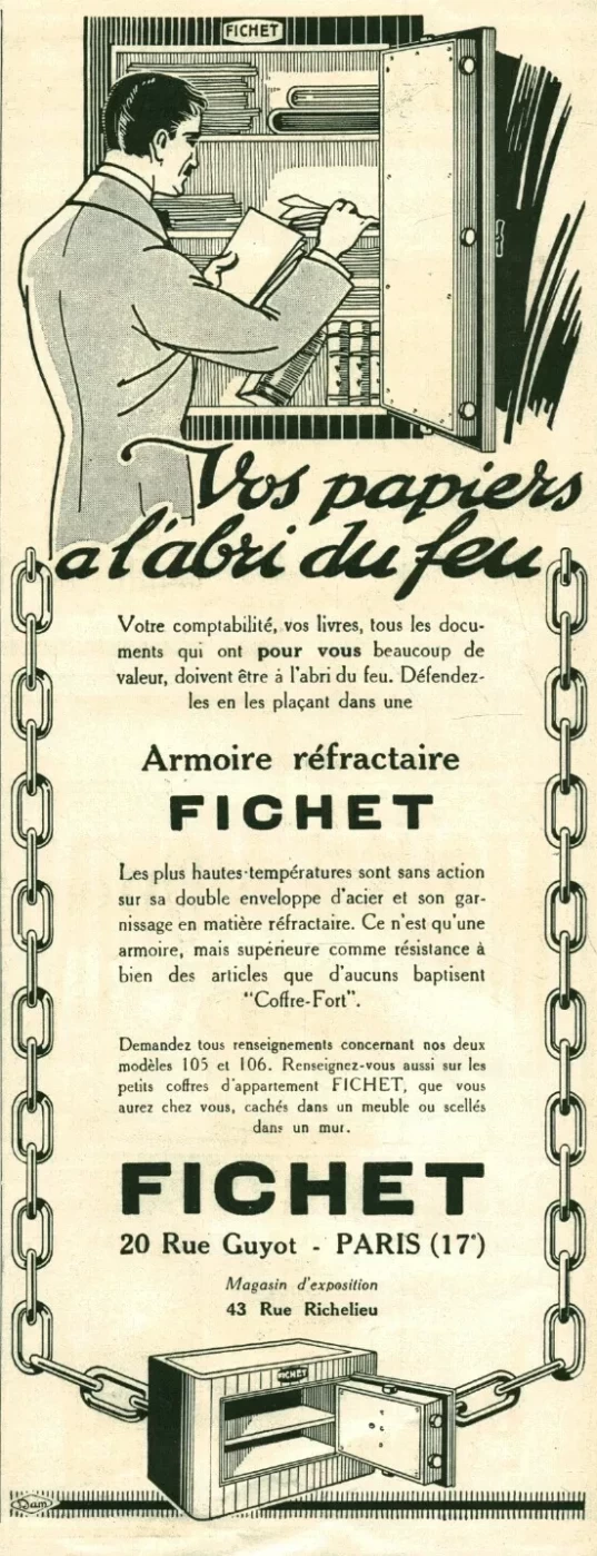 Ligne Maginot - FICHET BAUCHE (FICHET) - Encart publicitaire Fichet 1925