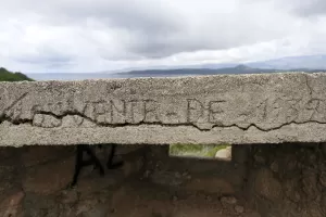 Ligne Maginot - ERBAIOLU 2 - (Blockhaus pour arme infanterie) - Inscription gravée dans le ciment : 'Souvenir 1939 Caporal(?) Mattei' 