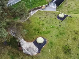 Ligne Maginot - DAMBACH NORD - NEUNHOFFEN SUD-EST - (Casemate d'infanterie - Double) - Vue de dessus de la casemate, forme générale et position des cloches 