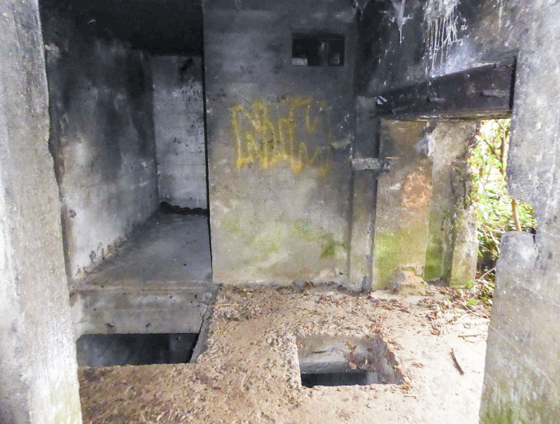 Ligne Maginot - CEZF-1 - CROIX SAINT HUBERT - (Blockhaus lourd type STG / STG-FCR - Double) - Dans l'entrée, les puits vers l'étage inférieur
